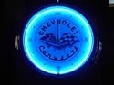 Neon Clock - Chevy Corvette Flags (White)