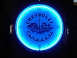 Neon Clock - Chevy Corvette Flags (White)