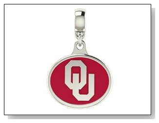 Oklahoma Sooners Collegiate Drop Charm Fits Most Pandora Style Bracelets Including Pandora Chamilia Zable Troll and More. High Quality Bead in Stock for Fast Shipping.