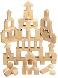 100 Pc Natural Wooden Blocks by Maxim Enterprise