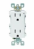 Leviton T5280-W 15 Amp, 125 Volt, Tamper Resistant, Decora Duplex Surge Suppressor Receptacle, Strai
