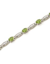 14K White Gold Oval Peridot Bracelet