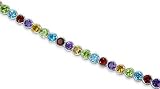 Must Have Fabulous 17.75 carats total weight Round Cut Rainbow Color Multi-Gemstone Tennis Bracelet in Sterling Silver