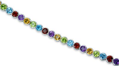 Childrens Toyshop  Jewelry : Must Have Fabulous 17.75 carats total weight Round Cut Rainbow Color Multi-Gemstone Tennis Bracelet in Sterling Silver