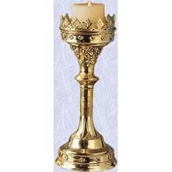 medieval candlestick gothic cathedral style brass new (The Digital Angel)