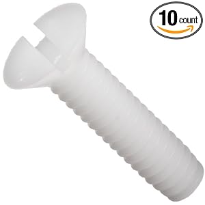 Acetal Machine Screw, Flat Head, Slotted Drive, #8-32, 1" Length (Pack of 10)