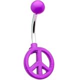 Purple Neon Peace Sign Belly Ring