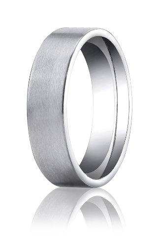 (Lifetime Guarantee) 14k White Gold Wedding Band Ring, Comfort Fit Spin Satin, 6mm wide Size 10.5