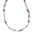 925 Silver, Amethyst & Rhodolite Necklace with 14k Gold Accents (9.22ctw)