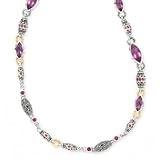 925 Silver, Amethyst & Rhodolite Necklace with 14k Gold Accents (9.22ctw)
