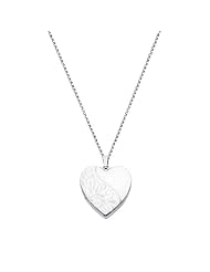 Sterling Silver Engraved Heart Locket Pendant (0.95" or 24mm Height) with 1.5mm Rolo Cable Chain - 18" Inches