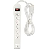 AmazonBasics 6-Outlet Surge Protector Power Strip, 790 Joule - White