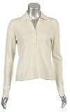 Sutton Studio Womens 100% Cashmere Polo Sweater Petite (Petite Medium, Winter White)