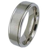 7MM Polished Titanium Ring With Two Grooves Besides High Polished Edges