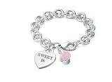 Sweet 16 Designer Inspired Silver Shopping Bag & Cup Cake Charm Bracelet