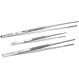SE TW2-408 3-Piece Tweezer Set with Serrated Tips, Lengths: 12", 10", 8"