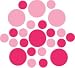 Set of 90 - Pink / Hot Pink Circles Polka Dots Vinyl Wall Graphic Decals Stickers