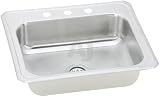 Elkay Celebrity Collection CR25224 25 Top Mount Single Bowl Stainless Steel Sink with 20-Gauge, 7 Bowl Depth, 3-1/2 Drain, 1/4 Drop Ledge and Self-Rim: 4 Holes