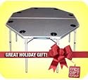 EARTH PORTABLE 8-PERSON "GO-ANYWHERE" POKER & GAME TABLE -- FREE XMAS GIFT WRAP -- w/ Heavy-Wall STRONG Anodized Aluminum Tubing -- STURDY Double Laminated MDF Table Top -- BIG Fits 8+ People