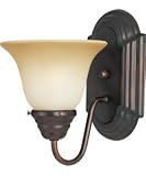 Casual Bronze 1-Bulb Wall Sconce- Wilshire Glass Shade