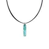 Necklace / Pendant - XP-71- Genuine Handmade Dichroic Glass Pendant Hung on a 16" Stainless Steel Black Colored Multi-Strand Cord + 2" Extension Chain ~ .925 Sterling Silver