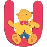 Wooden teddy bear alphabet letter U