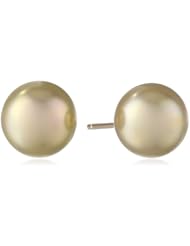 14k Yellow Gold 8mm Dyed Champagne Mother-of-Pearl Stud Earrings