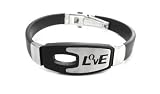 L-O-V-E Stainless steel and black rubber bangle bracelet (8)