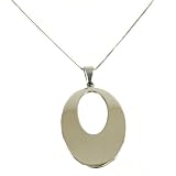 Necklace Pendant Stainless Steel 316 Dangle Oval Unique Design Polished Finish by Bucasi