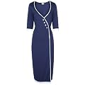 LINDY BOP CLASSY BLUE STRETCH BENGALINE VINTAGE 40s 50s STYLE 3/4 SLEEVE WIGGLE DRESS
