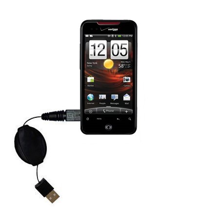 Retractable USB Cable for the HTC DROID Incredible with Power Hot Sync and Charge capabilities - uses Gomadic TipExchange Technology