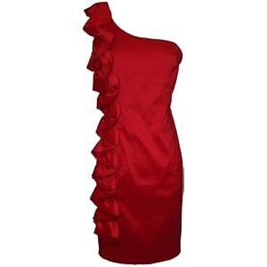 Taffeta Side Ruffle Knee-length Dress