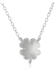 Sterling Silver Stationed Four Leaf Clover Pendant Necklace, 16"+2"