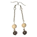 Magnesite Earrings 01 Dangle White Silver Bead Crystal Healing Gemstone Reiki Balancing Energy 2.9