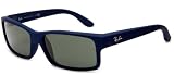 Ray-Ban Mens ORB4151 817 Rectangle Sunglasses,Blue Rubber Frame/Crystal Green Lens,59 mm