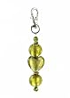 Key Chain / Purse Clip - K2 - Murano Style Glass ~ Green Heart and Round Beads