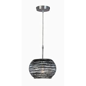 Lite Source LS-19456 Donovan Pendant Lite, Black Banded Glass Shade