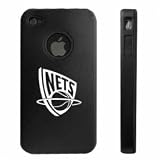 Apple iPhone 4 4S 4G Black Aluminum & Silicone Case New Jersey Nets