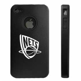 Apple iPhone 4 4S 4G Black Aluminum & Silicone Case New Jersey Nets