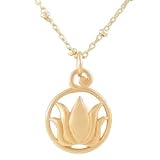 Round Cut Out Lotus Flower Pendant in Gold Vermeil on 18