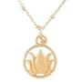 Round Cut Out Lotus Flower Pendant in Gold Vermeil on an 18" Gold Filled Saturn Chain, #8146