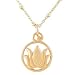 Round Cut Out Lotus Flower Pendant in Gold Vermeil on an 18" Gold Filled Saturn Chain, #8146