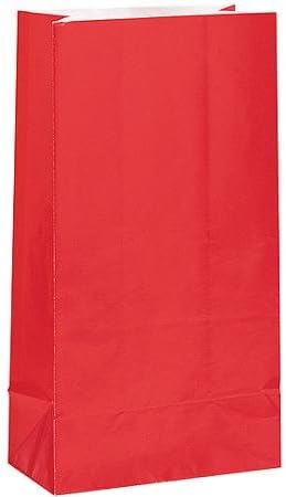 Party Supply Red Paper Party Favor Bags, 12pk