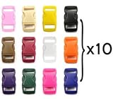 Bluecell 120 PCS of 3/8" (10mm) 12 Colors (10 Each) Contoured Side Release Plastic Buckles