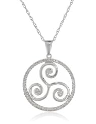 Sterling Silver Diamond Celtic Swirl Medallion Pendant Necklace , 18" (1/3 cttw, J-K Color, I2-I3 Clarity)