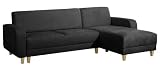 Max Winzer 2760831 Carrie Polsterecke 2.5-Sitzer mit Longchair rechts inklusiv Bettfunktion Mikrovelours, schwarz