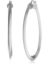 Sterling Silver Tarnish-Free Knife-Edge Hoop Earrings (1.8" Diameter)