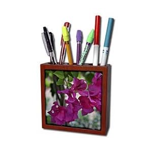 WhiteOak Photography Floral Prints - Pink Garden Flowers - Tile Pen Holders-5 inch tile pen holder