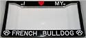 Paw Prints I Love My French Bulldog License Plate Frame