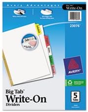 (3 Pack Value Bundle) AVE23076 Big Tab Write-On Dividers w/Erasable Laminated Tabs, Clear
